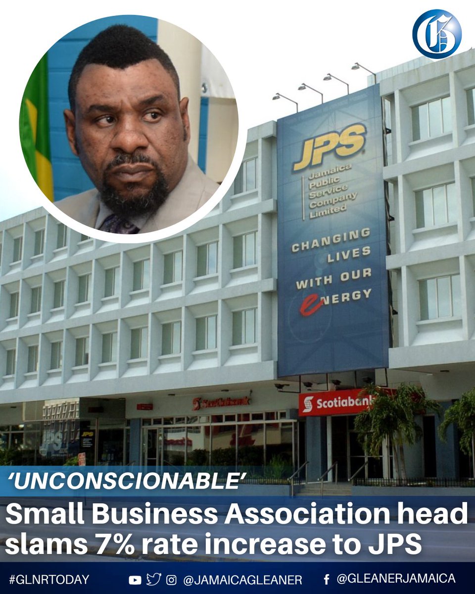 JamaicaGleaner's tweet image. President of the Small Businesses Association of Jamaica Garnett Reid says Jamaicans should strenuously push back against a seven per cent increase in electricity rate approved by the Office of Utilities Regulation to the Jamaica Public Service

Read more: jamaica-gleaner.com/article/lead-s…