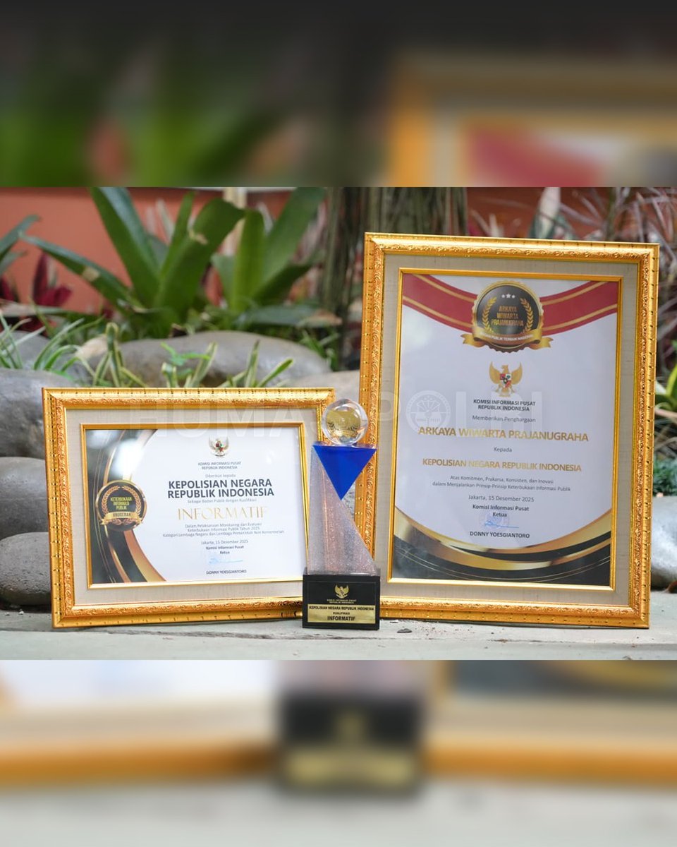 Polri meraih predikat Informatif dengan nilai 98,90 dan menempati peringkat pertama kategori Lembaga Negara dan Lembaga Non Kementerian (LNNK) dalam Monitoring dan Evaluasi Keterbukaan Informasi Publik (Monev KIP) 2025 yang diselenggarakan Komisi Informasi Pusat RI.