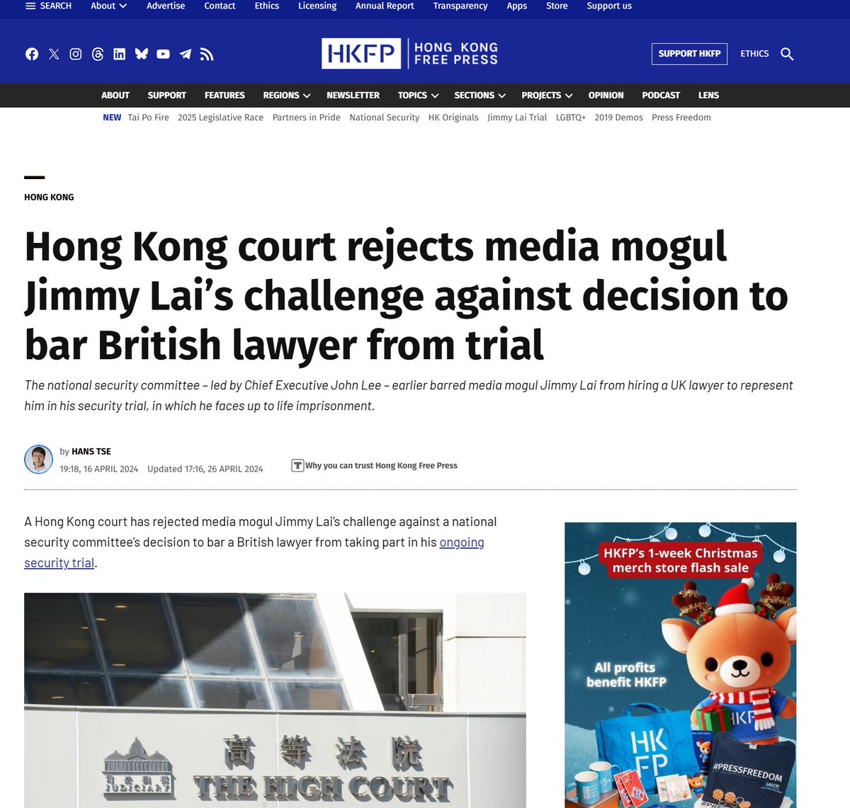 Left: The <a href="/SCMPNews/">South China Morning Post</a> editorial board in their piece supporting the Jimmy Lai verdict.
Right: The truth - Lai was denied his first choice of lawyer.
----------
Will they quietly adjust or make a clear <a href="/_trustproject/">The Trust Project</a> correction?