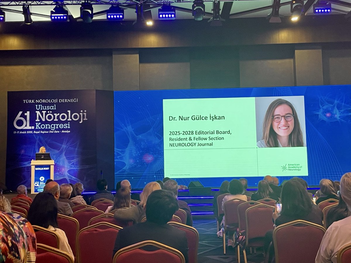 ngulcei's tweet photo. Delighted to meet dear @NataliaRostMD at the 61st 🇹🇷 National Neurology Congress, and grateful for her kind mention of me as a #NeurologyRF editorial board member in her presentation!
@GreenJournal @AANmember @NOROLOJI1992 https://t.co/By6UPnTCJW