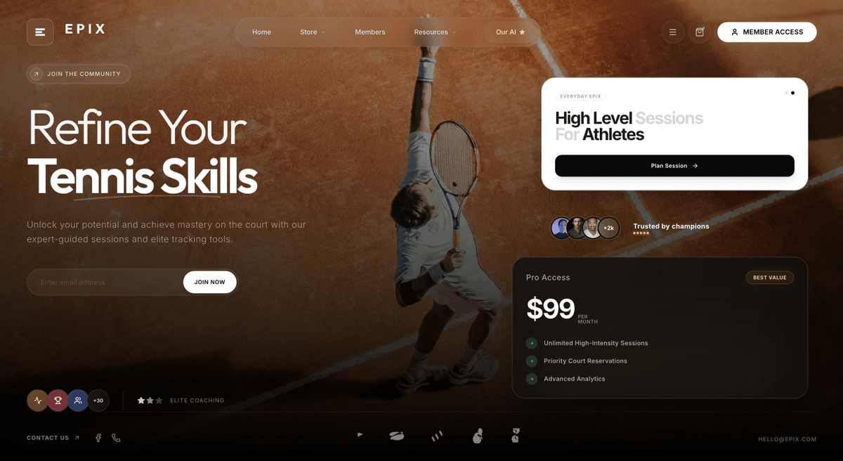 VerdexoVentures's tweet photo. Saw this clean hero design online and recreated it with a few tweaks for Epix—a sports company 💪

Kept it minimal, sharp, and high-energy.

Thoughts?

#WebDesign #UIUX #SportsDesign #DesignInspo #VerdexoVentures https://t.co/qwx1Epa6bN