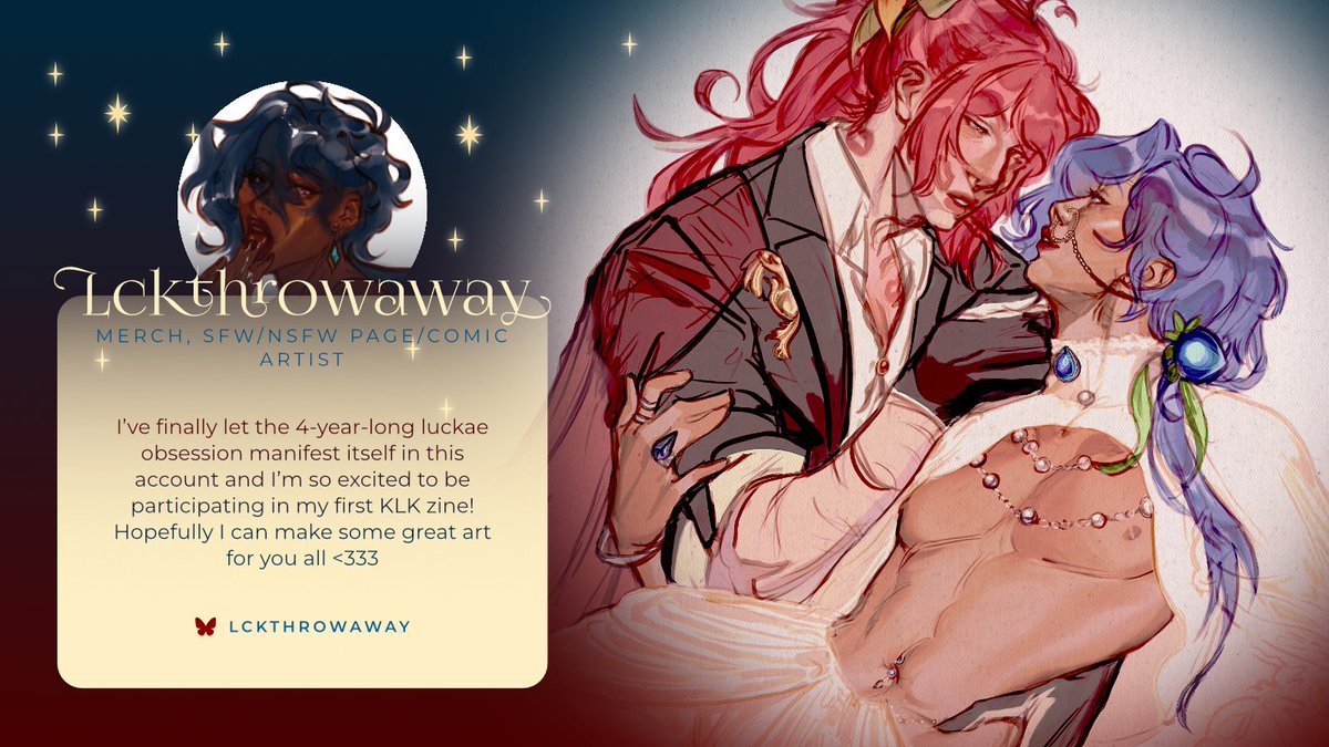 ✨ CONTRIBUTOR SPOTLIGHT ✨

Fahimah (lckthrowaway on 🦋) is the next artist we get to introduce! Her obsession with KLK knows no bounds and we're so excited to show you the delicious result of it within our pages!