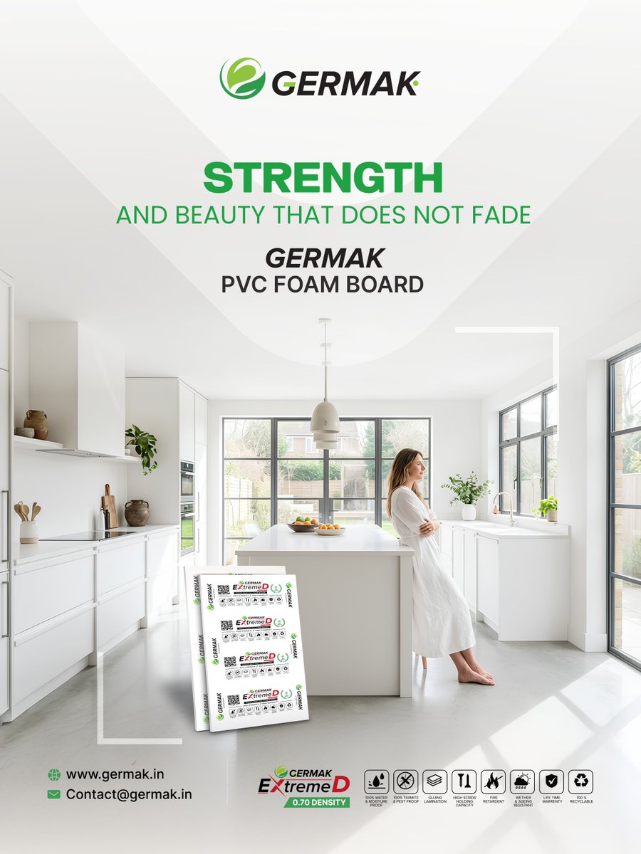 GermakPVCBoards's tweet image. GERMAK PVC Foam Boards combine durability, elegance, and versatility to elevate every interior and exterior space.🏡 

contact@germak.in
germak.in

#germak #germakpvboard #pvcfoamboards #pvcpanel #interiormaterials #moderninteriors