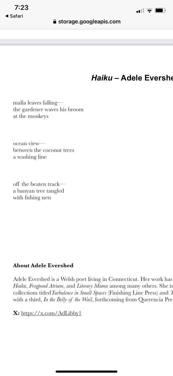 AdLibby1's tweet photo. An #advent of #haiku
Day 16
It might not be the 3rd day of Xmas but today I am sharing 3 tree haiku published in issue 4 of Haiku Shack. Thanks to editor Cendrine Marrouat.
Added plug- these ku feature in my soon to be released collection Pressed Between Palms #bookforsale https://t.co/LYSA1rAFr8
