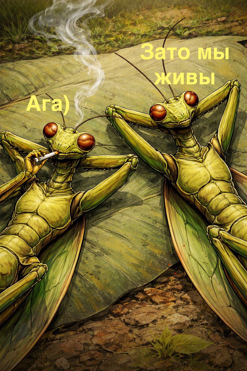 Ситуация двух самцов богомолов.