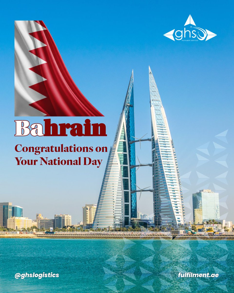 ghslogistics's tweet photo. To: Bahrain 🇧🇭 
From: 🇦🇪 💌

🎊We celebrate the great day for Bahrain with their heartiest special day 🎊

🎉Happy National Day Bahrain 🇧🇭 

#Bahrain #NationalDay2025 #fromUAE #GHSLogistics #UAEFulfilment https://t.co/91hI2bueso