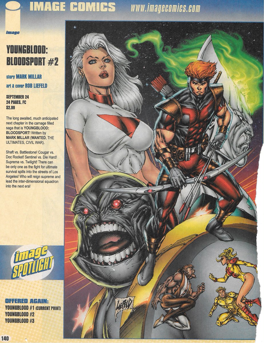 RobMessick's tweet photo. Nobody, and I mean nobody does montage covers better than Rob! The original solicit for Youngblood Bloodsport #2. (this is not a current solicitation)
#Youngblood created by @robertliefeld
@mrmarkmillar @JimmySJay #ArcadeComics @ImageComics #YoungbloodBloodsport #Shaft #Suprema https://t.co/gMoCOToe5c