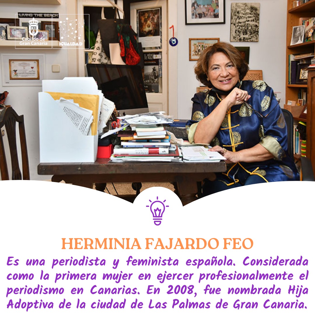 💜 Herminia Fajardo Feo: pionera y feminista 💜
📰 Primera mujer en ejercer profesionalmente el periodismo en Canarias, Herminia rompió barreras y dio voz a quienes no la tenían.