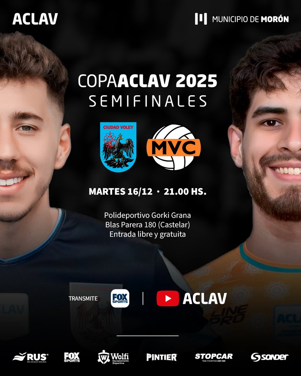 VoleyACLAV's tweet image. 🔥 SEMIFINAL 2 | #CopaACLAV

Ciudad Vóley 🆚 Monteros Vóley

El segundo cruce define al último finalista del torneo 🏐⚡
🕘 21:00 hs
📍 Polideportivo Gorki Grana (Morón)
📌 Blas Parera 180
🎟️ Entrada libre y gratuita
📺 En vivo por Fox Sports