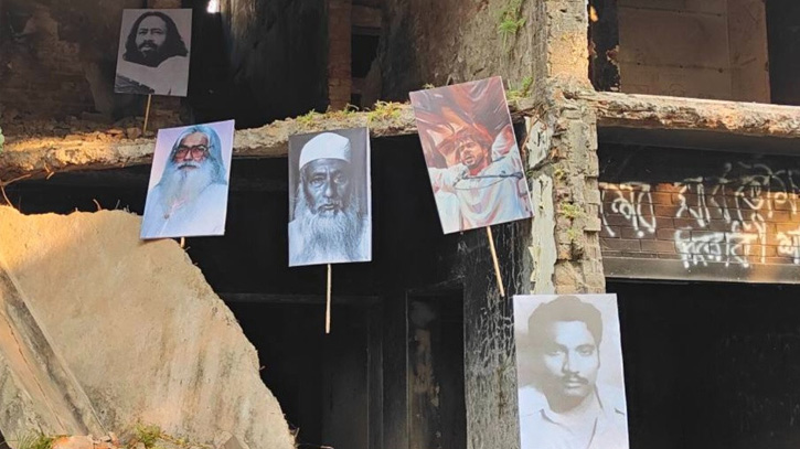 ধানমণ্ডি ৩২ নম্বরে টাঙানো হলো মেজর জলিল, ভাসানী, হাদির ছবি