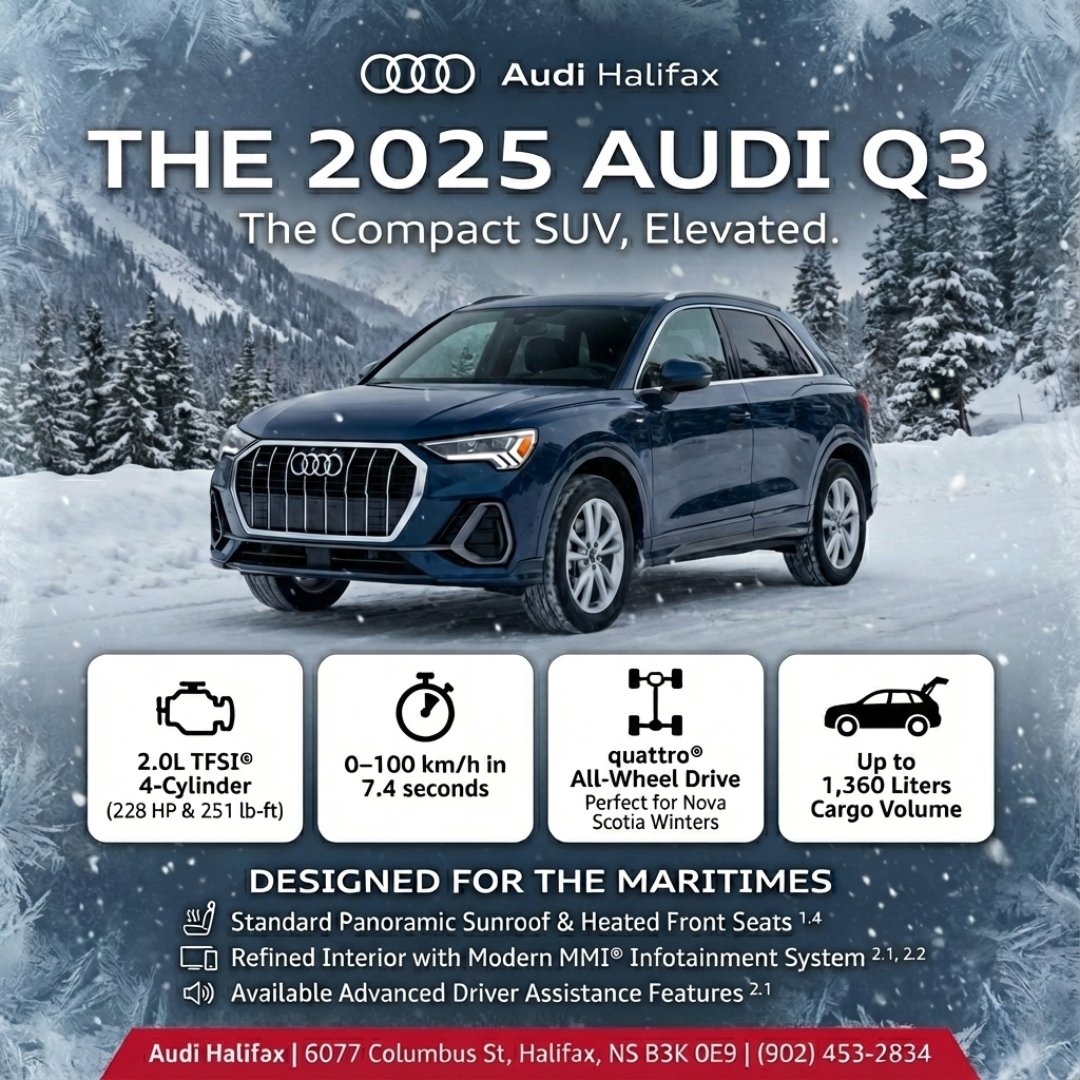 The 2025 Audi Q3 - the compact SUV, Elevated. 

See our inventory: audihalifax.autos/2025-Q3