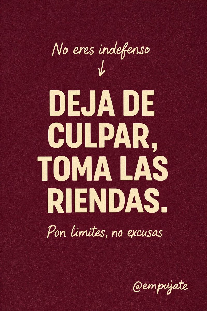 Deja de culpar a tu ex, a tus padres, a tu jefe, al país.
No siempre es tu culpa, pero siempre es tu responsabilidad qué haces con eso.

 ¿Qué área de tu vida necesitas dejar de culpar y empezar a tomar las riendas?

Te leo en los comentarios 👇