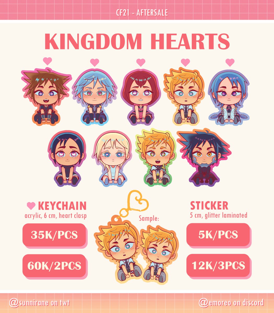sunnirane's tweet image. [🩷 &amp;amp; 🔁 appreciated] 

my #cf21 aftersale mail order catalogue is here !!

📆 order period: dec 16th - jan 15th
💖 kingdom hearts, omori

#cf21catalogue #comifuro21 #kingdomhearts #omori