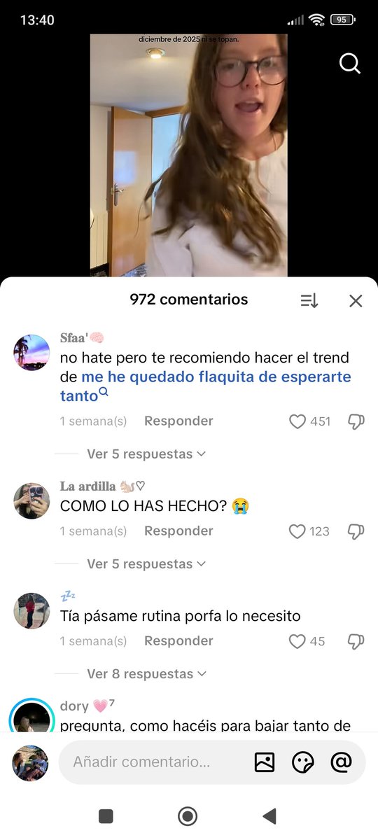 Diciembre es para muchas personas un mes en el que mirar si han conseguido sus propósitos y muchos de los que me encuentro por tiktok son siempre relacionados con la delgadez, y con muchas chicas preguntando la rutina