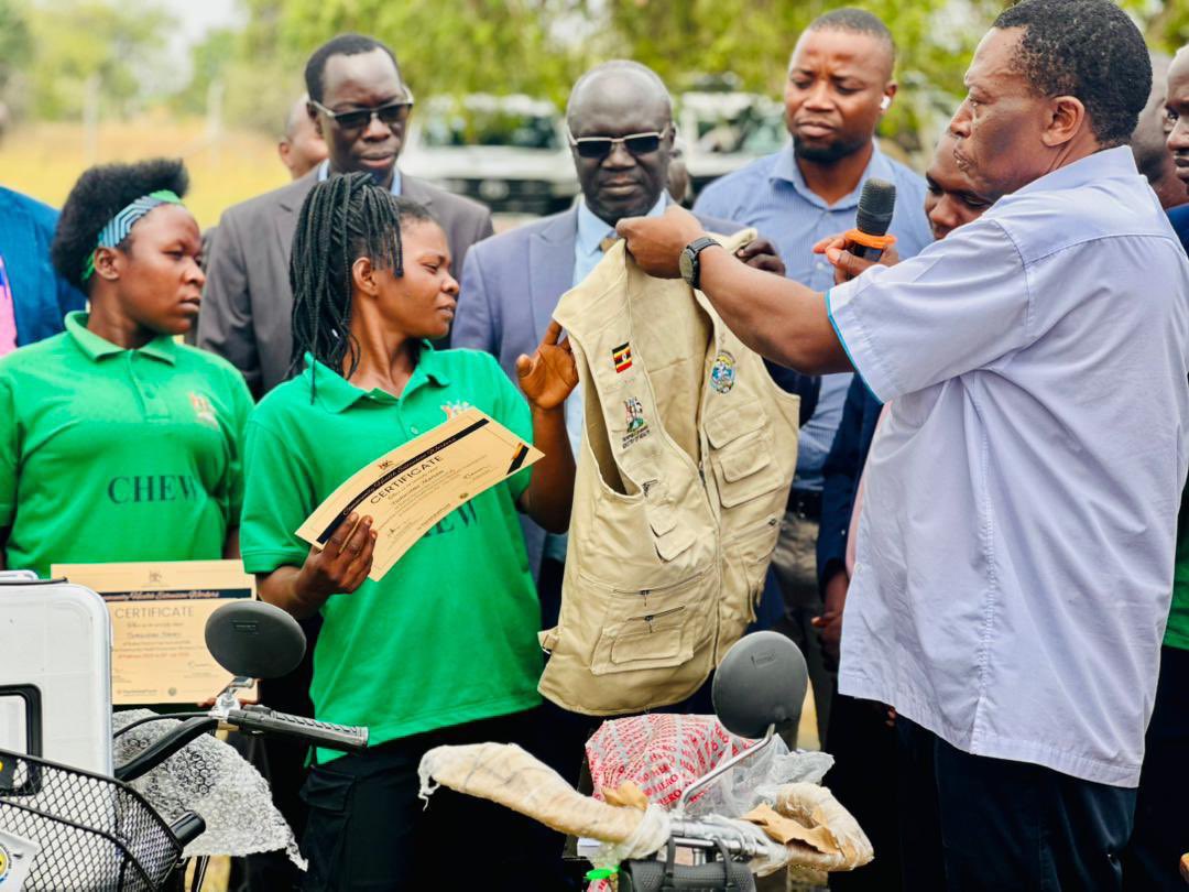 The Director General Health Services, Dr. <a href="/olaro_charles/">Olaro Charles</a> accompanied by Dr. <a href="/OcaatreRonald/">Dr Ronald Miria Ocaatre</a> officiated the pass out of 78 Community Health Extension Workers (CHEWs) in Bullisa District. The CHEWs have completed a six months training with support from <a href="/GlobalFund/">The Global Fund</a> through TASO and
