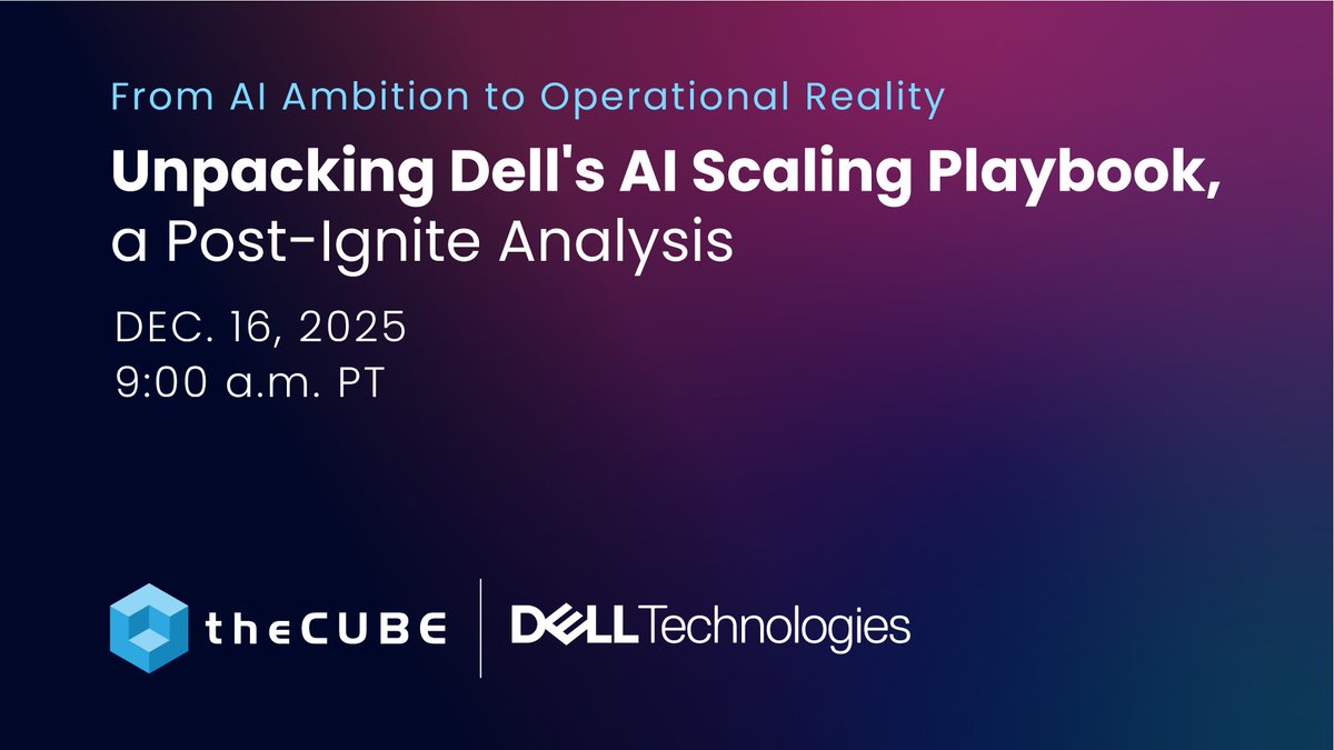 theCUBE's tweet photo. We’re LIVE! 🔴

https://t.co/0txHaIil2d

@theCUBEresearch’s @RealStrech is unpacking “Dell’s AI Scaling Playbook” in the post #MicrosoftIgnite analysis. Hear from @DellTech execs about how enterprises move #AI from pilot to production, covering #hybridcloud, #cyberresilience, #AIinfrastructure & more!

📺 Tune in NOW!

#Ignite #EnterpriseAI #LiveTechNews