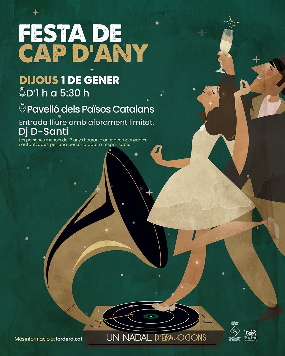 🎉El Pavelló dels Països Catalans acollirà la gran festa de cap d'any 2026.

🎶Festa amb DJ d-Santi que començarà a la 1h i s'allargarà fins a les 5:30h. Entrada gratuïta i aforament limitat.

ℹ️Recorda que els menors de 16 anys han d'anar acompanyats i presentar l'autorització.