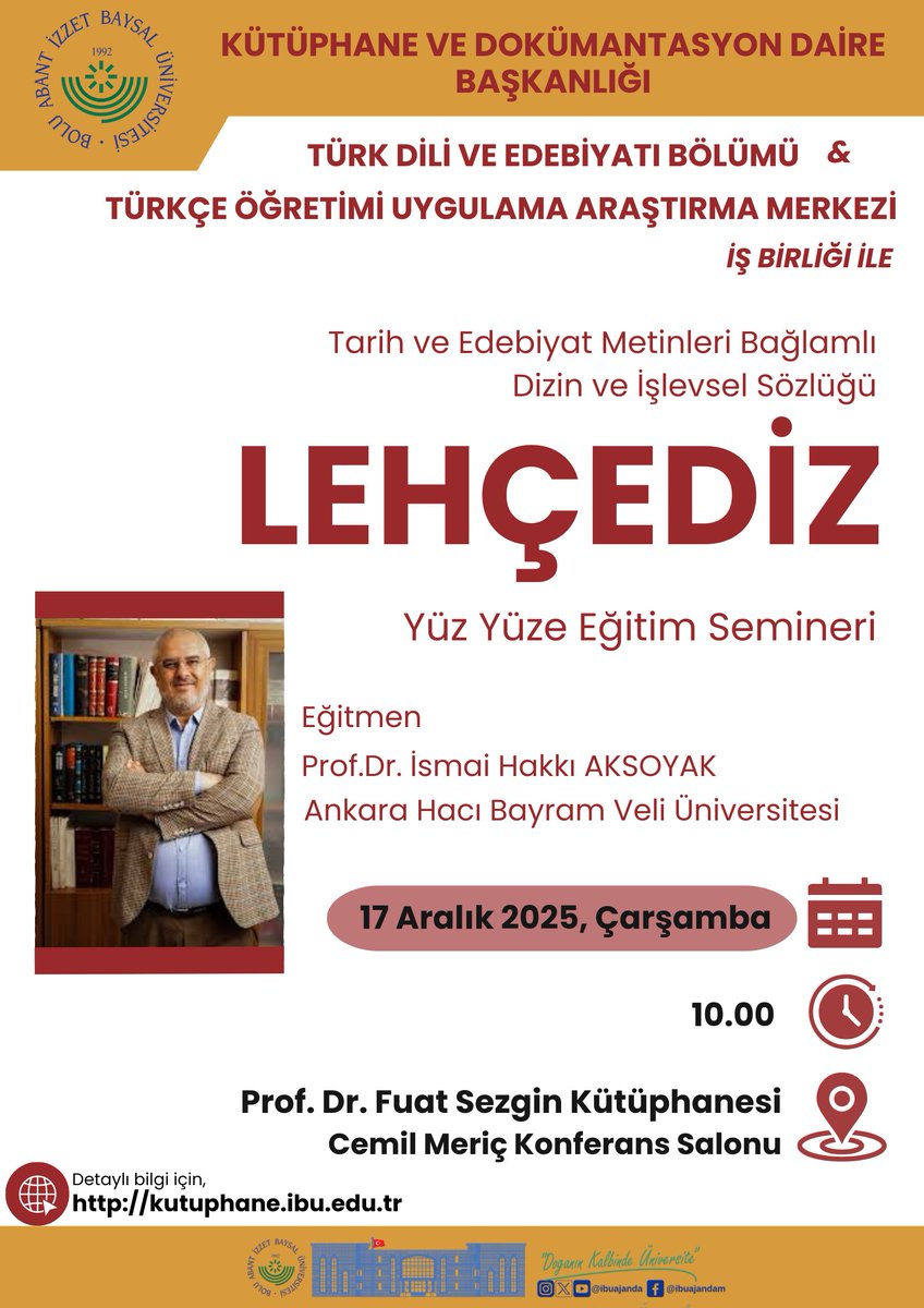 Eğitimimize tüm kullanıcılarımız davetlidir. 

Detaylar için,  kutuphane.ibu.edu.tr

#baibukutuphane #aibulibrary #baibu #ibuajanda #baibütömer #baibutde #lehcediz