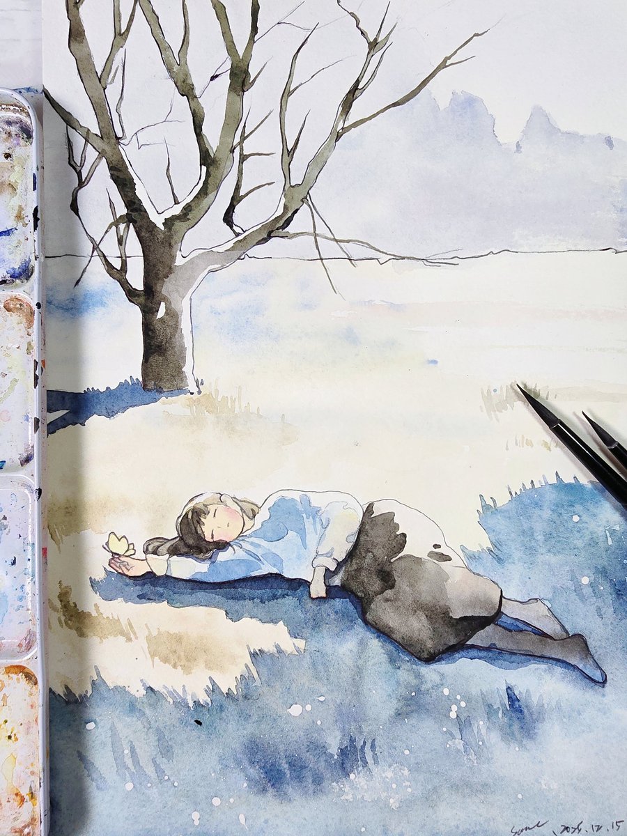 Post by 墨江(すみえ)❁12/21~1/17「水彩画展」 on X: 静止のあと