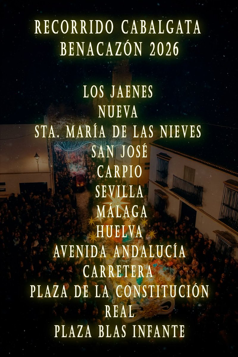 🔴𝐋𝐀 𝐆𝐑𝐀𝐍 𝐂𝐀𝐁𝐀𝐋𝐆𝐀𝐓𝐀 𝐃𝐄 𝐑𝐄𝐘𝐄𝐒 𝟐𝟎𝟐𝟔 𝐋𝐋𝐄𝐍𝐀𝐑𝐀́ 𝐃𝐄 𝐌𝐀𝐆𝐈𝐀 𝐄 𝐈𝐋𝐔𝐒𝐈𝐎́𝐍 𝐋𝐀𝐒 𝐂𝐀𝐋𝐋𝐄𝐒 𝐃𝐄 𝐁𝐄𝐍𝐀𝐂𝐀𝐙𝐎́𝐍 𝐄𝐋 𝟓 𝐃𝐄 𝐄𝐍𝐄𝐑𝐎
facebook.com/benacazoninfor…

#navidadbenacazon #benacazon