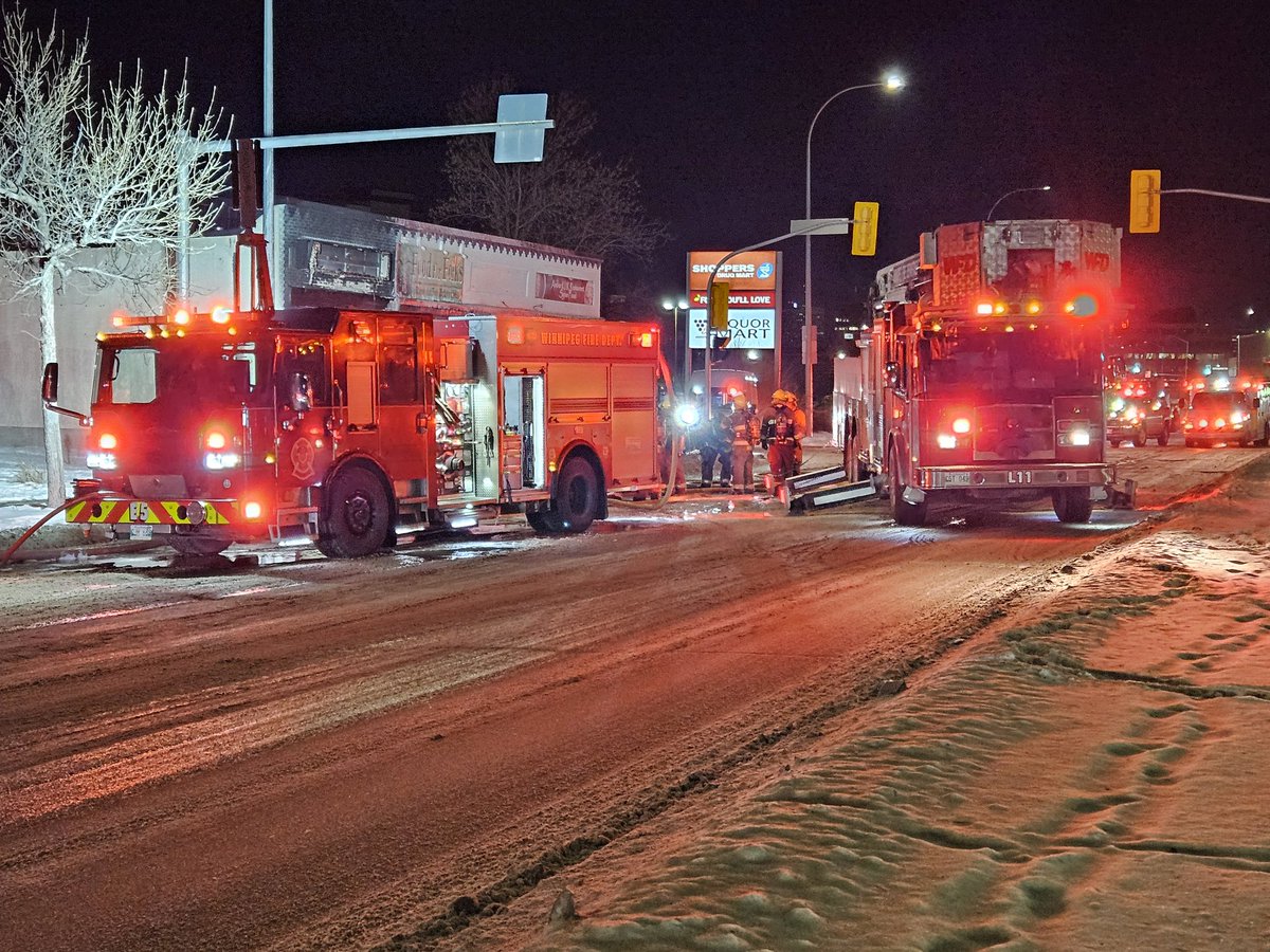 Westbound Portage Ave. At Banning is closed because of an early morning fire in two vacant buildings.  #cbcmb