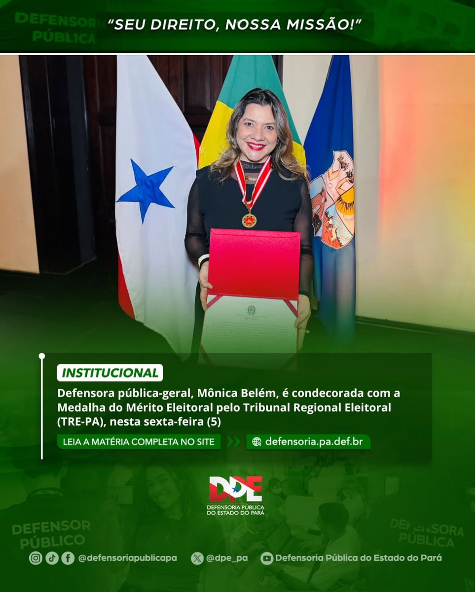 Defensora pública-geral, Mônica Belém, é condecorada com a Medalha do Mérito Eleitoral pelo Tribunal Regional Eleitoral (TRE-PA), nesta sexta-feira (5)

Leia a matéria completa no site. Link na bio! ⤴️