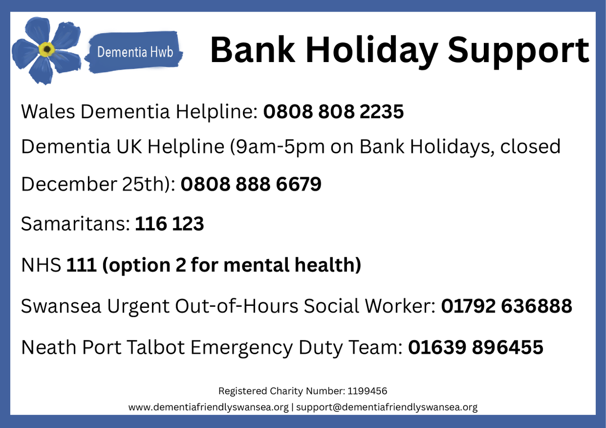 DementiaHwb's tweet photo. The Holiday season can be a time where loneliness can be common. Over this week, we will be sharing information and support available in the communities over the Holiday period.  Remember, you are not alone. There are sources of support you can contact throughout the year💙 https://t.co/W6pT6plt3O