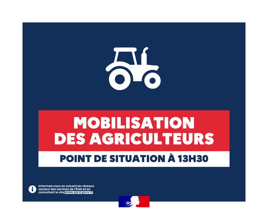 Image de Préfet du Gard - #MobilisationAgricole 🚜 Point de situation à 13h30
⚠️ Des perturbations sont toujours en cours sur 