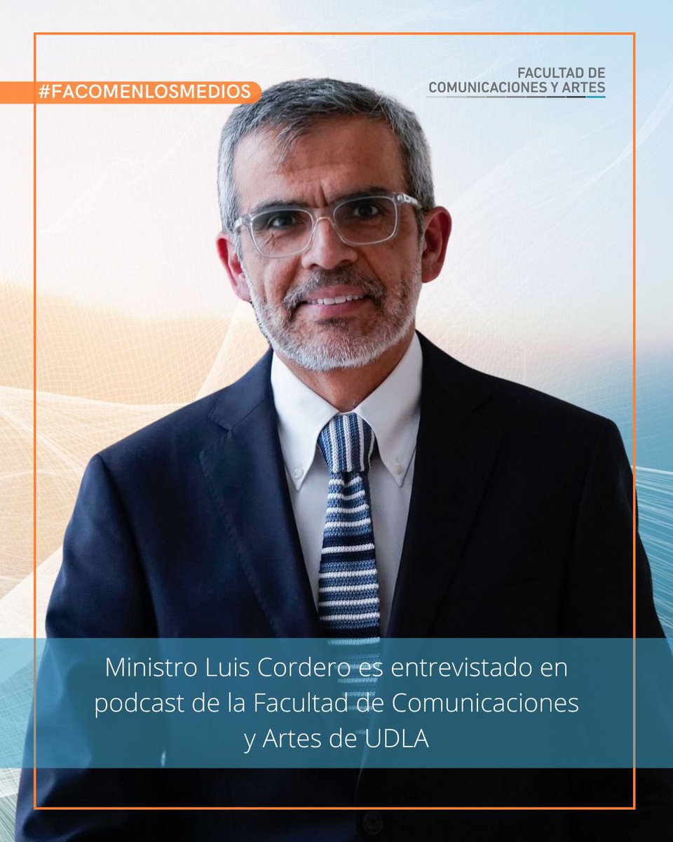COMYARTESUDLA's tweet photo. Compartimos la nota sobre la entrevista al ministro Luis Cordero en #DiálogosCiudadanos 🎙️ Un adelanto del capítulo que estrenaremos este jueves.
📰 Léela aquí: https://t.co/YFkVk17diB #ComunicadoresUDLA https://t.co/OrKC8geo9j