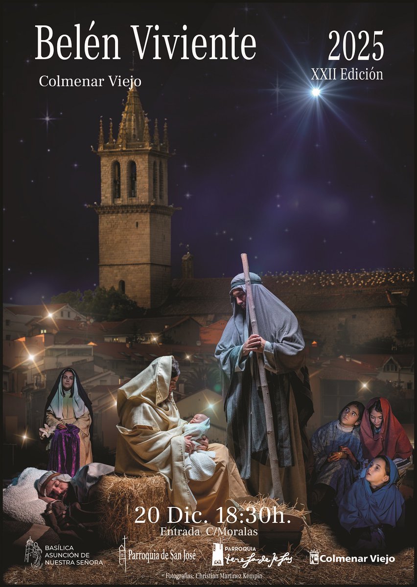 ✝️👶🐮 Todo preparado en #ColmenarViejo para el tradicional Belén Viviente
🗓️ Sábado 20 de diciembre
⌚️ 18:30h
📍 Acceso por Calle Moralas

👏 Alrededor de 250 vecinos participarán en esta XXII Edición

ℹ️ Todos los detalles:
colmenarviejo.com/comunicacion/n…

➕👇