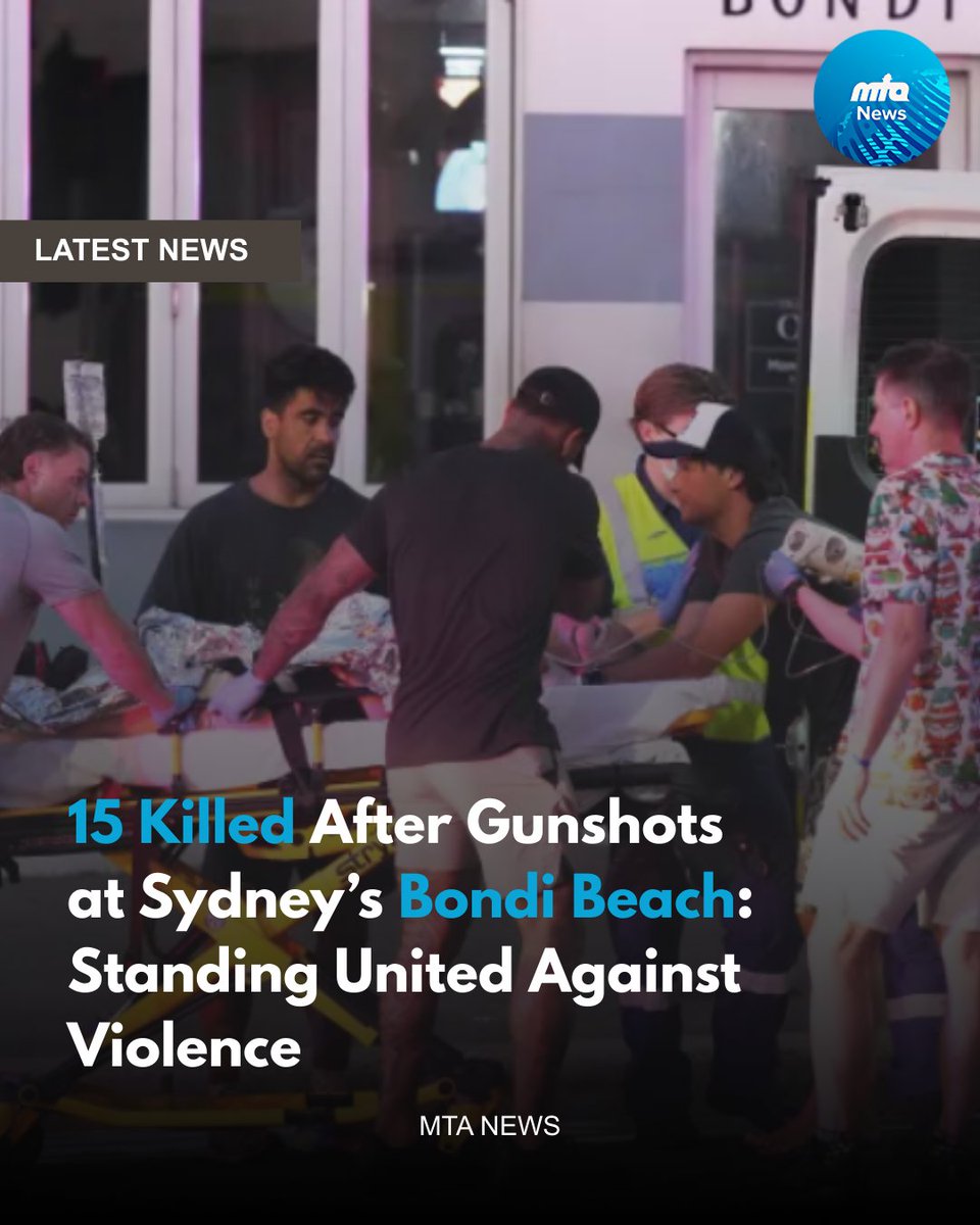 NewsMTA's tweet image. 🇦🇺 A tragic attack at Sydney’s Bondi Beach leaves at least 15 dead and dozens injured. 

Amidst the chaos, hero Ahmed al Ahmed intervened to save countless lives.