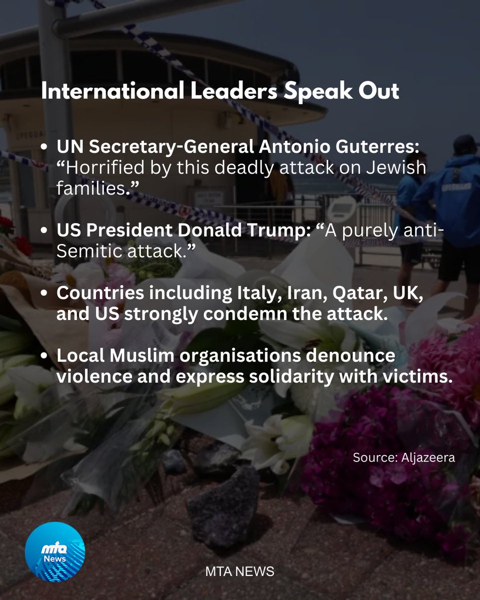 NewsMTA's tweet image. 🇦🇺 A tragic attack at Sydney’s Bondi Beach leaves at least 15 dead and dozens injured. 

Amidst the chaos, hero Ahmed al Ahmed intervened to save countless lives.