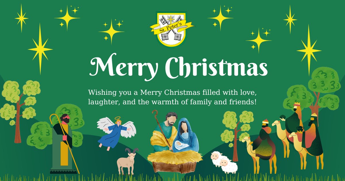 Merry Christmas from all of us at St Peter’s Catholic Primary School! ⭐️
 
Sending peace and joy to all on this festive and holy day 💚