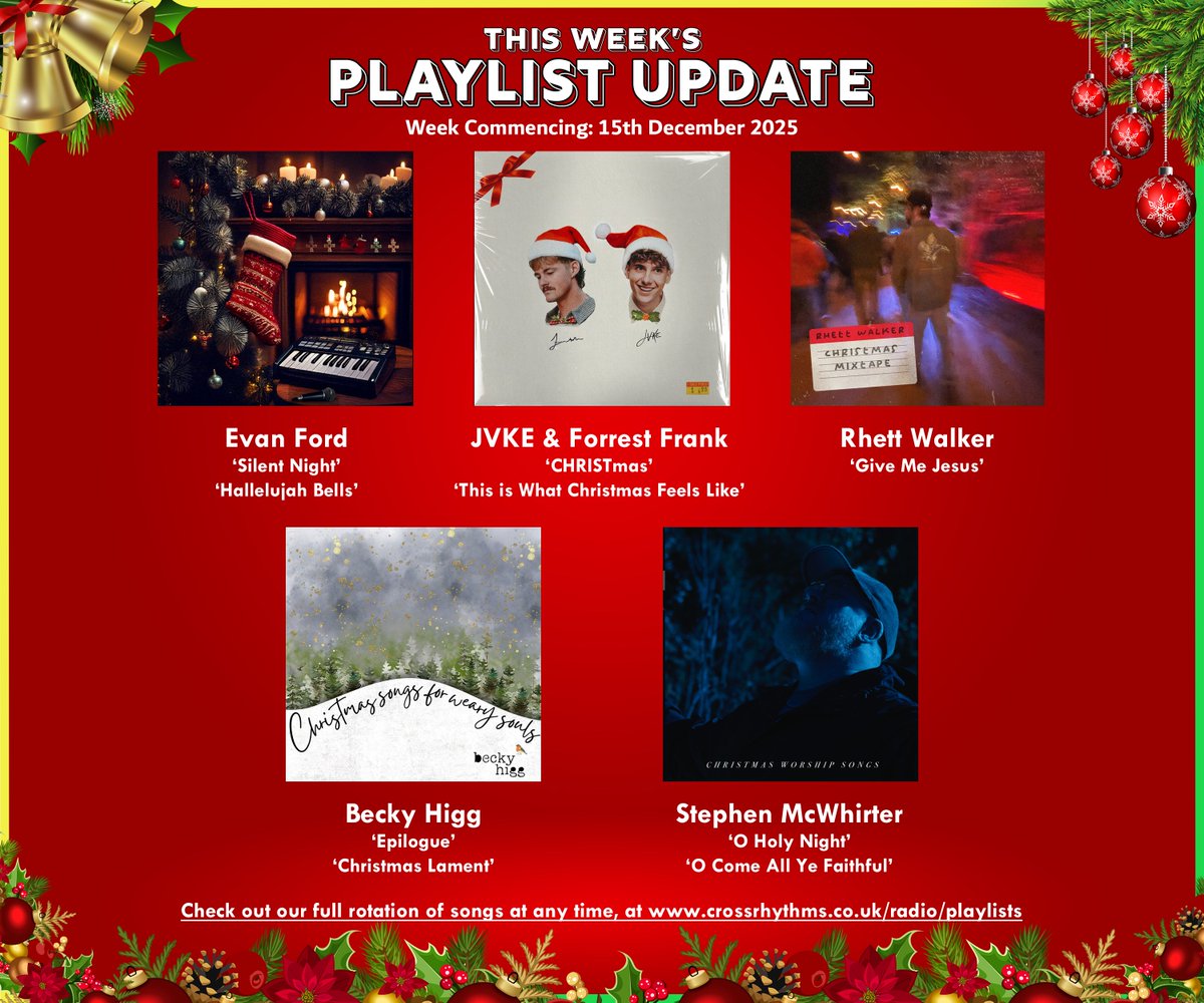 CRCityRadio's tweet image. Only 9⃣ days to go until Christmas!

Here's our latest #PlaylistUpdate - with some more festive additions and carols from brilliant artists, such as @jvkesongs, Forrest Frank, @rhettwalker and more!

Check out our playlist anytime, by heading to our website:…