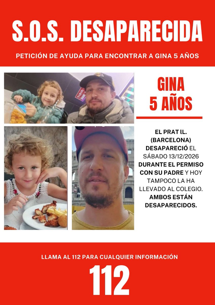 feministes_cat's tweet image. 🚨 ALERTA MENOR DESAPARECIDA 🚨
Se busca a Gina , niña de 5 años, desaparecida desde el sábado 13 de diciembre. La menor habría sido presuntamente secuestrada por su padre.

👧 Datos de la niña:
Nombre: Gina
Edad: 5 años

👤 Presunto secuestrador:
Nombre: Facundo Nahuel de Santis…