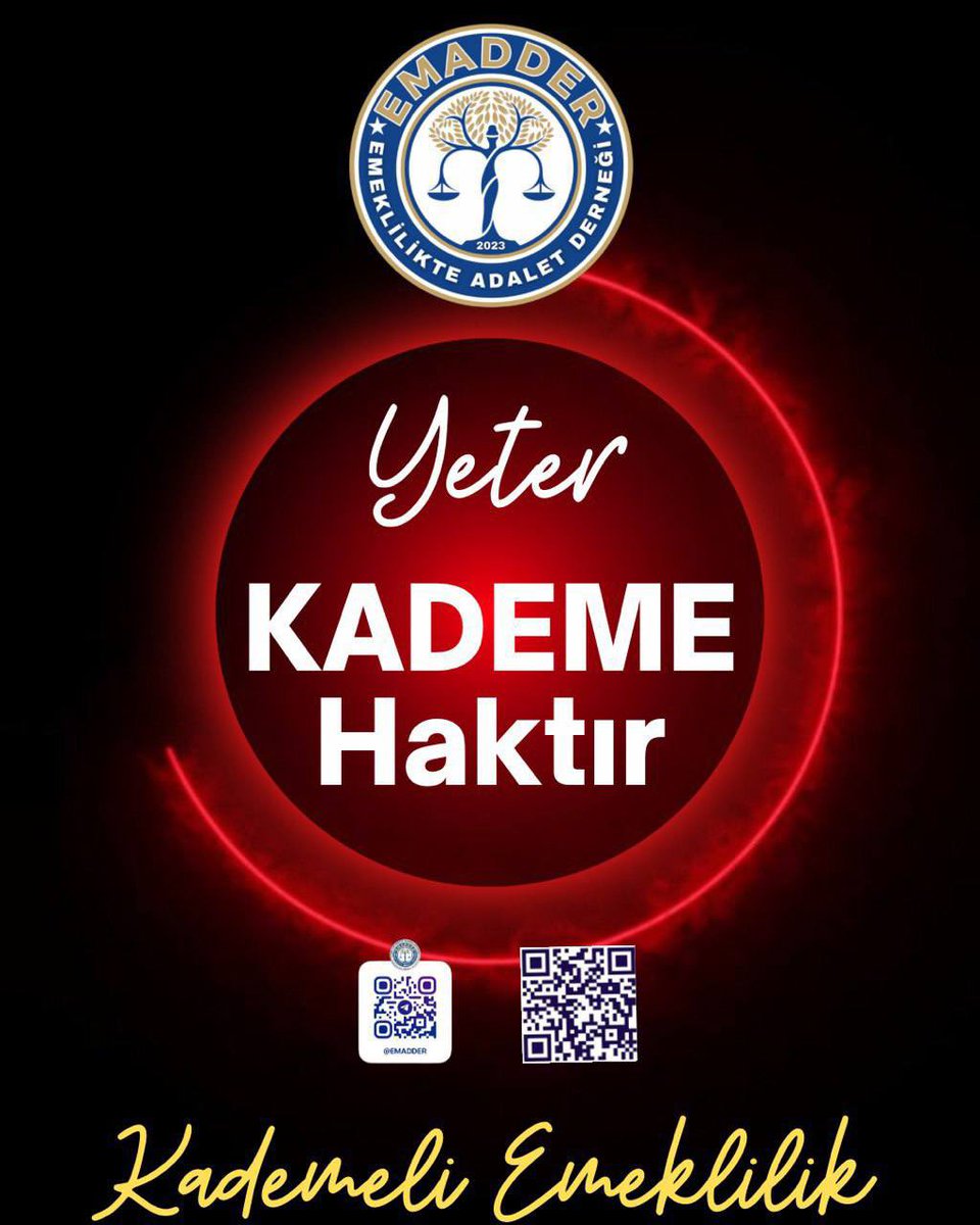 <a href="/mihribanugurluu/">Mihriban UĞURLU ⚖️</a> <a href="/EmadDernegi/">EMEKLİLİKTE ADALET DERNEĞİ ⚖️</a> Her gün aynı iş, aynı yük, aynı prim…
Ama sadece bir tarih farkı ile emeklilikte yıllarca gecikme!
Bu eşitsizlik, emekçiye yapılmış en büyük ihanettir.
Kademeli emeklilik haktır, gasp edilemez

<a href="/EmadDernegi/">EMEKLİLİKTE ADALET DERNEĞİ ⚖️</a>
#YeterKademeHaktır