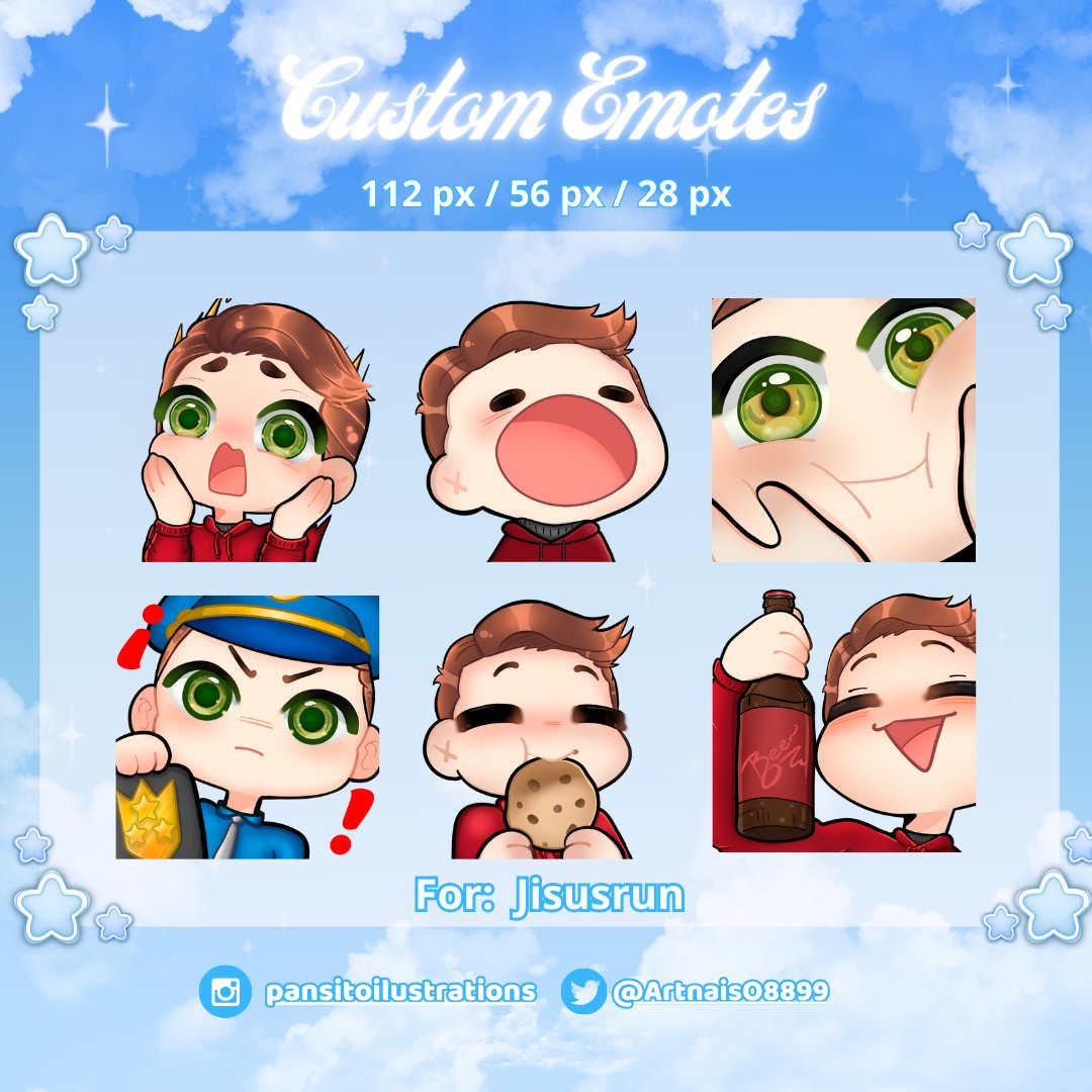 ArtnaisO8899's tweet photo. Custom emotes for Jisusrun are ready! I loved filling them with color and life. It was so much fun! 😄 Thanks for trusting me.
#TwitchEmotes #CustomEmote #Jisusrun #kawaii https://t.co/AWxwXgs1hN