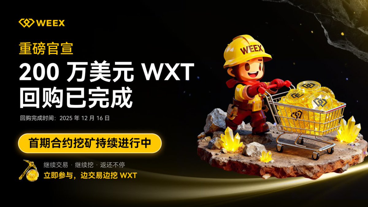 Lies88888's tweet photo. 🔥 WEEX「合约挖矿」进行中｜200 万美元 WXT 回购已完成

如果你本来就在做合约交易，这个活动值得参与。在 WEEX 进行 USDT 本位合约交易，产生的手续费将按矿工等级实时返还为 WXT，最高可返 30% 手续费。

核心亮点：交易即挖矿，秒级结算无锁仓、无质押，纯交易激励，矿工等级越高，返还比例越高

📅 2025 年 12 月 16 日WEEX 已完成 200 万美元 WXT 回购，交易收益 + 挖矿返还，形成双重收益结构。

适合谁？什么人更适合冲？WEEX给出的答案是所有合约交易者！

本来就在做合约的，经常交易，手续费交得心疼的不想锁仓、不玩花活，只想交易顺便多拿点返还的，不管什么类型的用户都可以来薅这波羊毛，这个基本算是白给型活动。

👉 活动入口：
 https://t.co/qXVCBdiHMC

#WEEX合约挖矿 #合约挖矿 #WXT #理财  @WeexCn