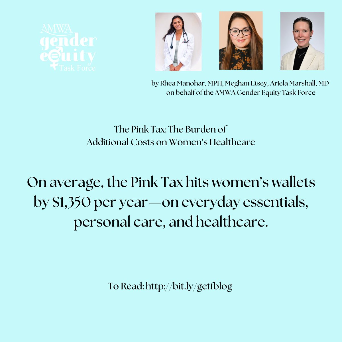 AMWADoctors's tweet image. From menstrual products to insurance premiums, the Pink Tax is real—and it's costly. Time to demand visibility, fairness, and policy action.

📖 Read: bit.ly/getfblog
✊ Join: bit.ly/amwa-getf
#WomensHealth #GenderEquity #HealthcareCosts #HealthJustice