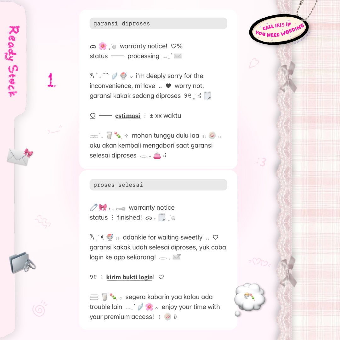 wordinh's tweet image. ⠀
help repost tman—tmun  ..  tysm!

ellou!  🍧🍡  now back in stock  ..  &amp;lt; BUNDLE GARANSI WORDING &amp;gt;  🎀  yuk adopsi, hanya 10.500 koin per bundle!  ✉️  kindly scroll for more, lovelings  ♡___!%

t. #zonaba #zonauang rs ready stock