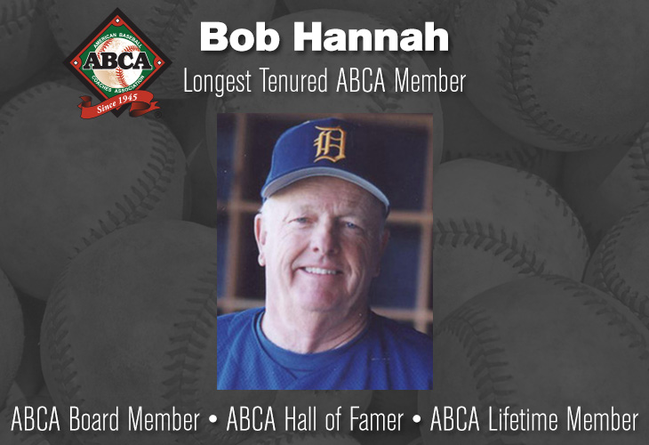 ABCA1945's tweet photo. We are saddened by the passing of ABCA Hall of Famer, past ABCA President, and longtime Board Member Bob Hannah.

The longest-tenured member in ABCA history, Hannah held 64 consecutive years of membership dating back to 1962. He leaves behind an extraordinary legacy as one of the winningest coaches in collegiate baseball history, leading the University of Delaware to more than 1,000 victories, 12 NCAA Regional appearances, and the program’s only College World Series appearance in 1970.

Hannah's impact on the game extended far beyond the field through his decades of service to the ABCA, including his role as President in 1988 and continued leadership within the Association.

Our thoughts are with his family, friends, former players, and the entire University of Delaware baseball community.

IN MEMORIAM: https://t.co/UuEgvZNPeM