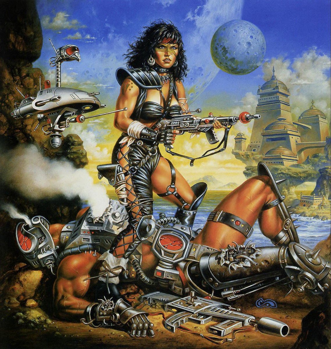 cimerians's tweet image. Kim Eastland "Alpha Factor" cover art by Clyde Caldwell (1986)
#GammaWorld #scifiart