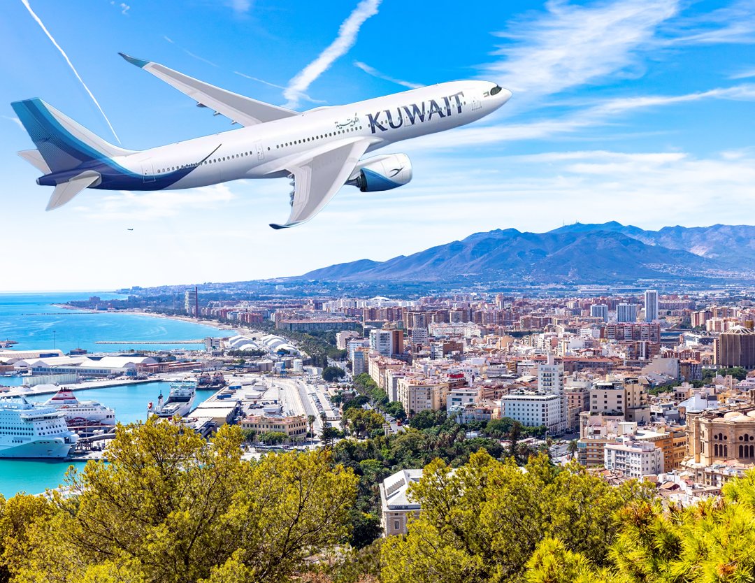 الكويتية تطلق رحلاتها المباشرة إلى ملقا الاسبانية. بواقع 3 رحلات أسبوعياً اعتباراً من 5 يونيو 2026. بدء الحجز 19 ديسمبر 2025 
