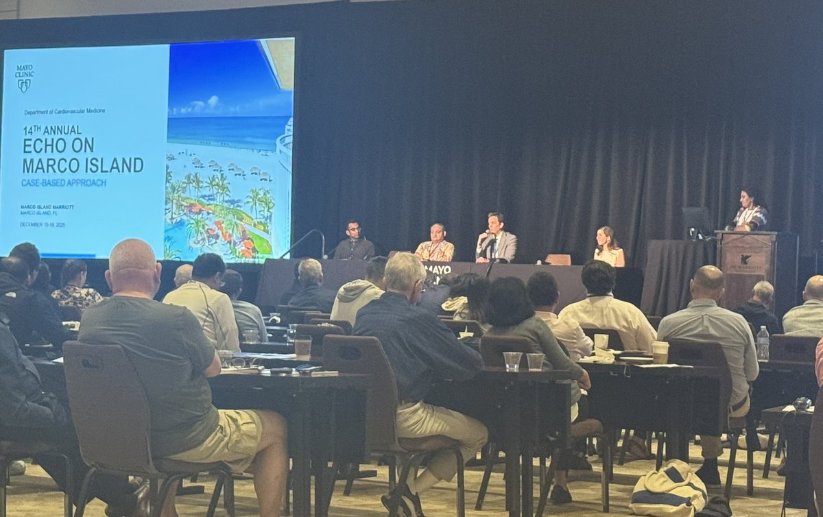 MayoClinicCVS's tweet image. Phenomenal session @MayoClinicCV Echo on Marco Island conference w/@RowseMD presenting, “Surgeons Approach to Mitral Regurgitation”!