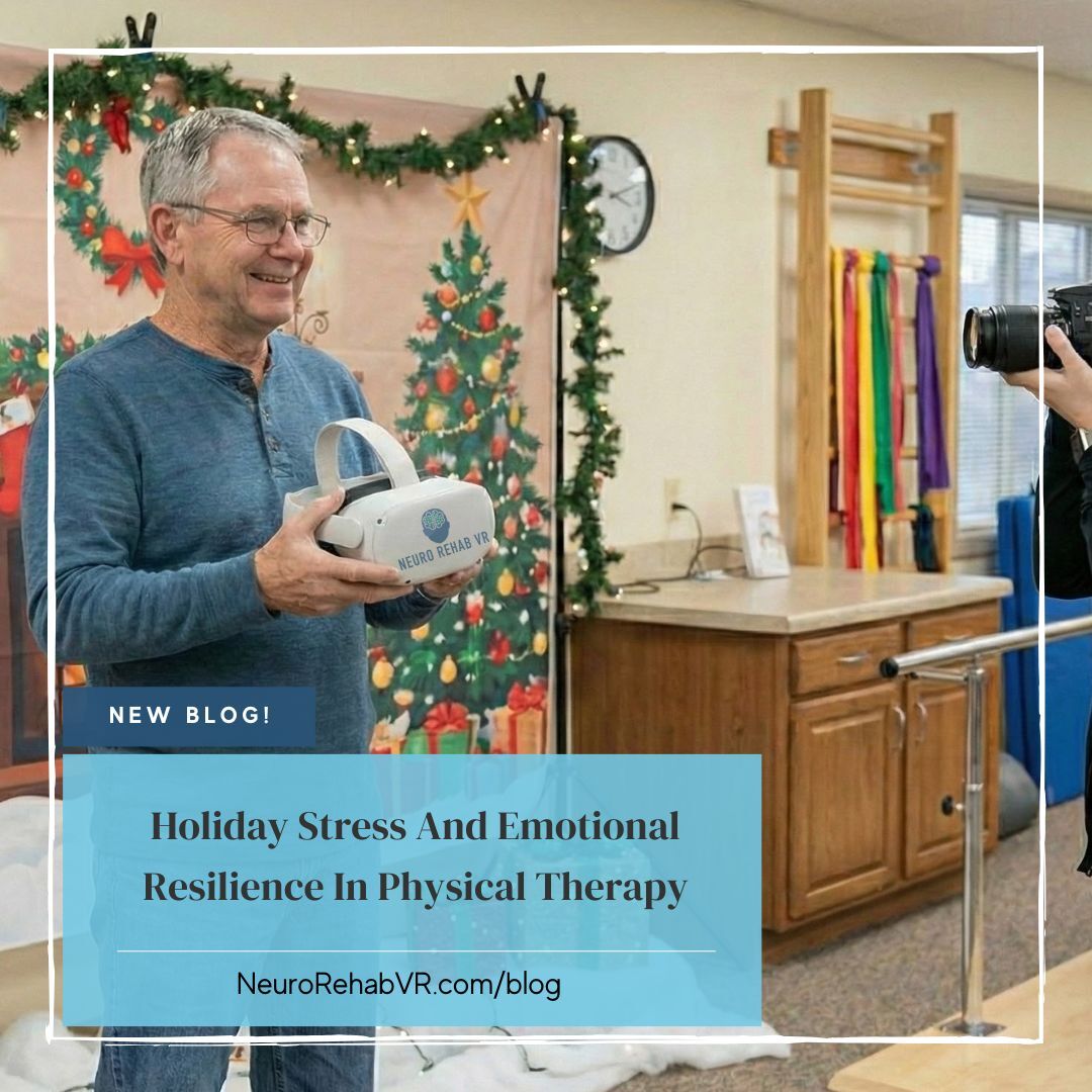NeuroRehabVR's tweet image. In our latest blog, we explore how the holiday season affects patient engagement in PT, and evidence-based ways therapists can support emotional resilience without lowering clinical standards.

Read it here: na2.hubs.ly/H02Czfb0 

#PT #PatientEngagement #HolidayStress