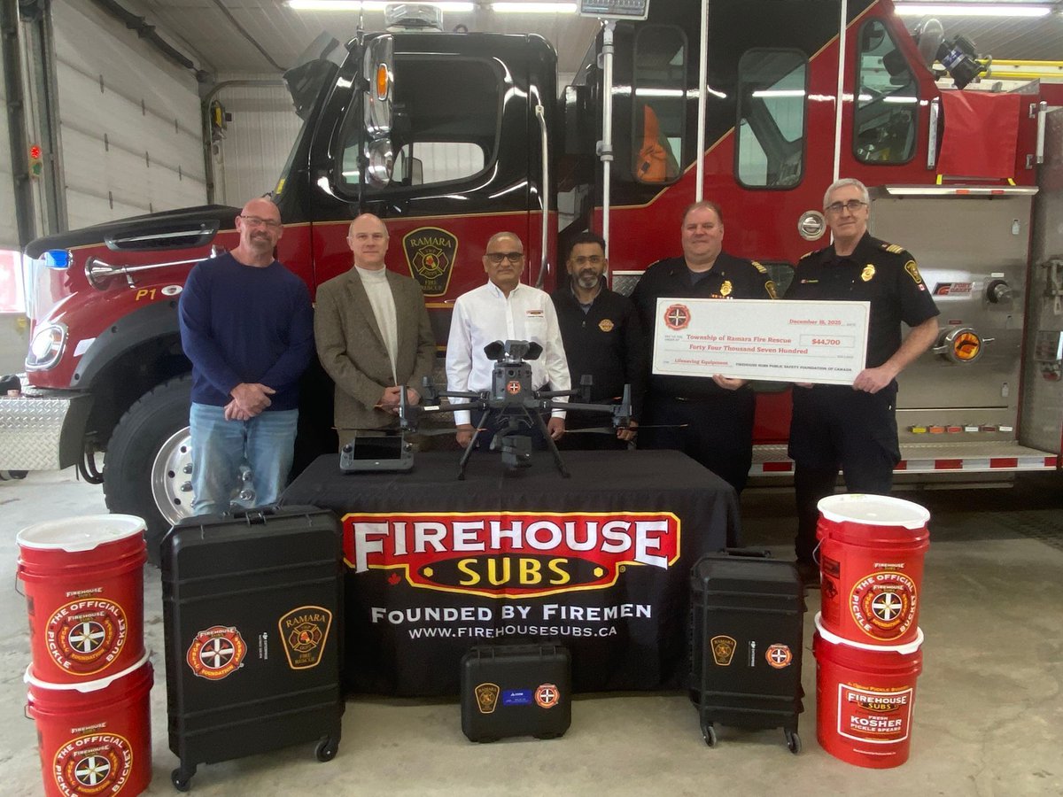 Ramaratwp's tweet image. Thank you to Firehouse Subs and the Firehouse Subs Public Safety Foundation of Canada for supporting Ramara Fire and Rescue Services. A $44,700 grant funded a new search-and-rescue drone to enhance emergency response and community safety.
🔗buff.ly/bXwrWs6