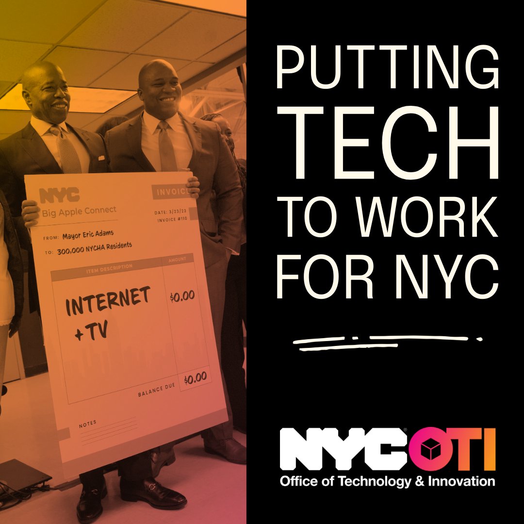 NYCOfficeofTech's tweet image. 🏙️ As part of the most-tech friendly admin in city history, OTI helped make the city safer and more affordable for all New Yorkers.
 
Among our accomplishments under the leadership of #NYCCTO Fraser:
 
🖥️ Substantially increased free technology access for underconnected…