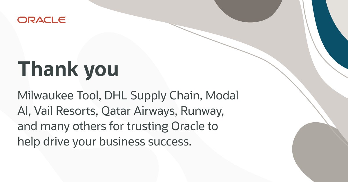 hareeshram's tweet photo. Thank you to these customers and the many others across industries, for trusting Oracle to help drive your business success. Learn more: https://t.co/4H6bYswE3k https://t.co/VWch60DeNR