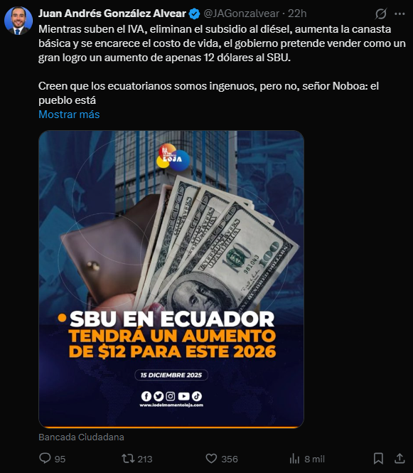 Y a este que le preocupa si en los diezmos que cobra no aplica ni el IVA y menos el SBU