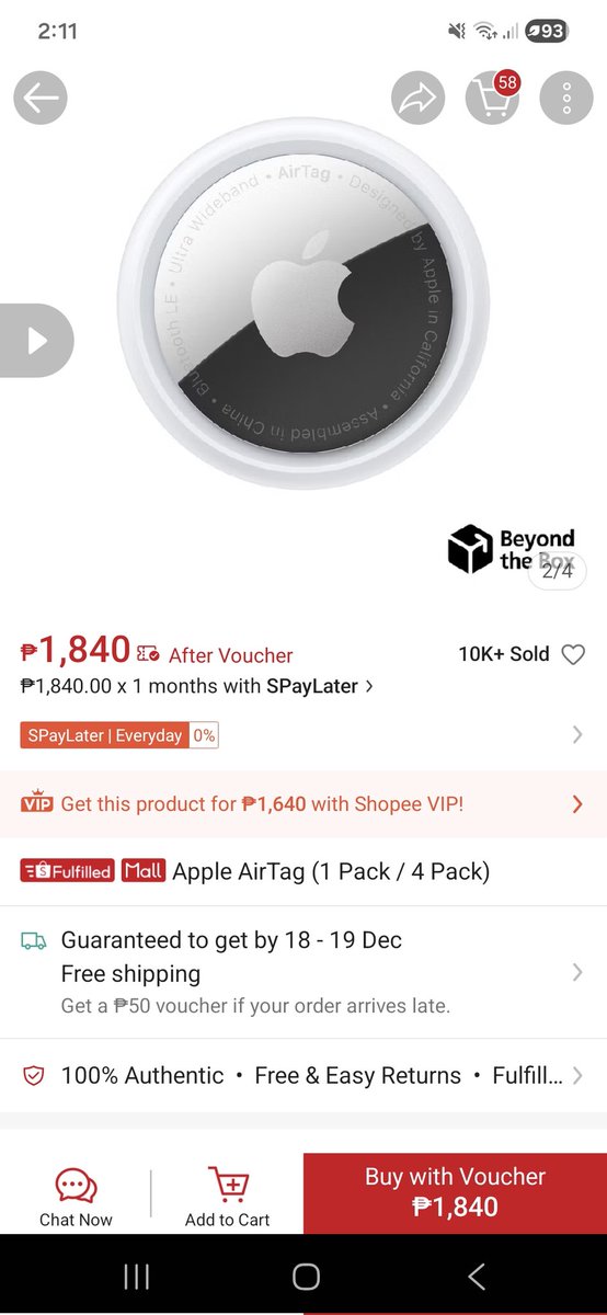 Helloo is anyone looking for AirTag? Im selling mine for 1.5k brand new and sealed pa. With lp for sure buyers ✨️

tags: Wts lfb apple